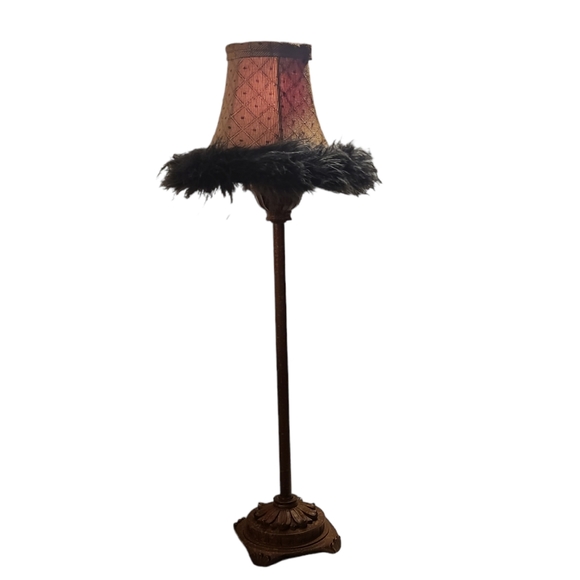 Faux Fur Rimmed Small Lamp - Picture 2 of 9